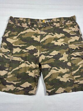 Carhartt 100279 294 Camo Canvas Cargo Shorts Mens 44 Relaxed Fit Rugged Workwear